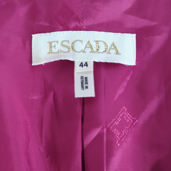 ESCADA Women's Magenta Fuchsia Virgin Wool Blazer Jacket Size 44 (US 14) Vintage - Picture 3 of 16